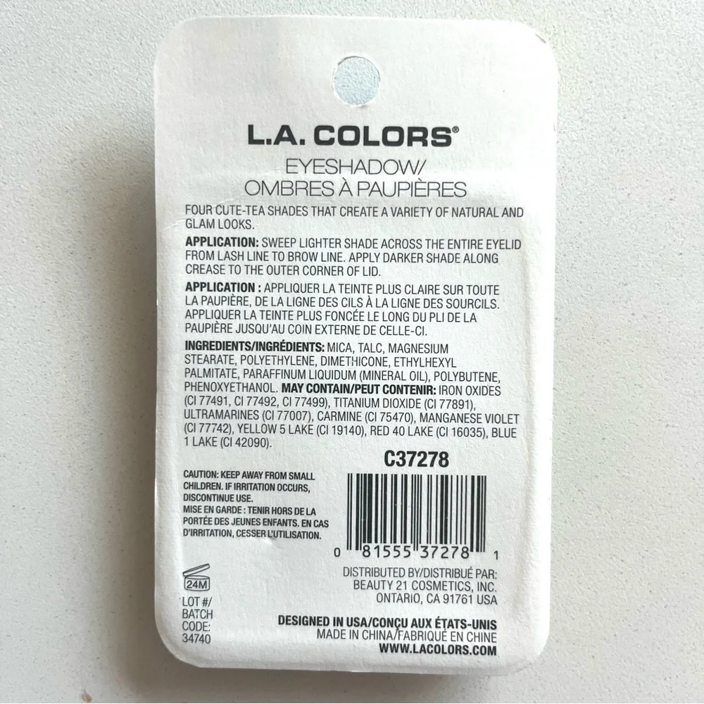 💜 L.A. Colors Bubble Tea, Shimmer Eyeshadow Palette, Peachy